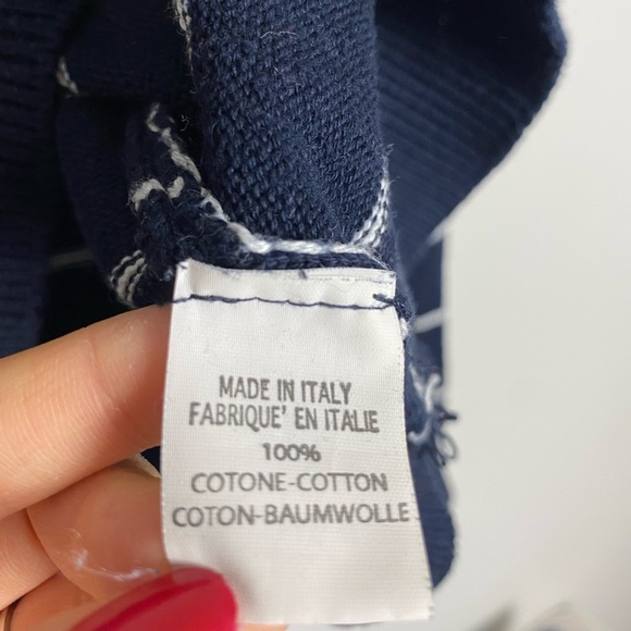 BRANDY Melville 100% Cotton Navy and White  Nautical Striped V-Neck Sweater S/M - Picture 4 of 5